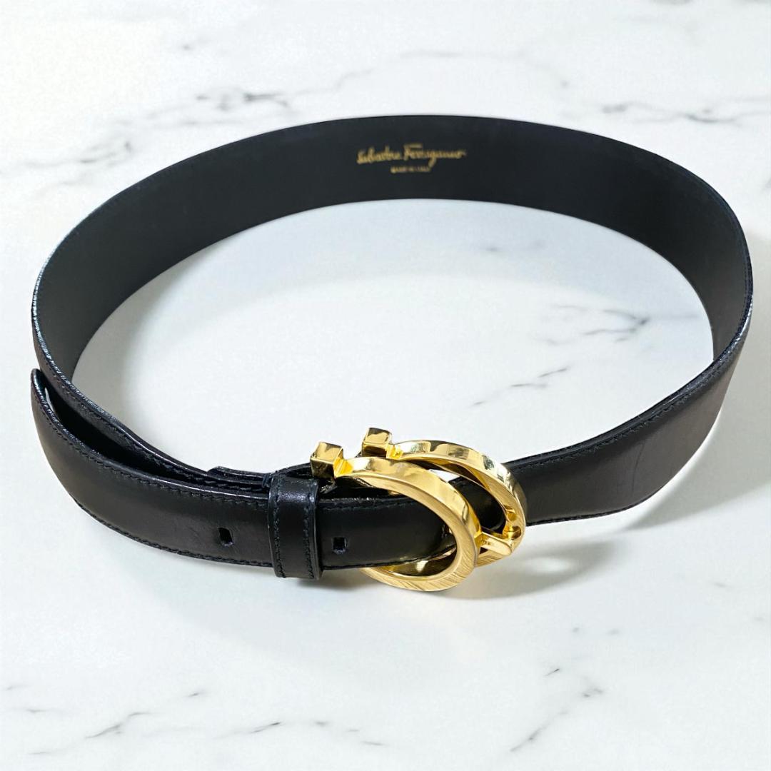✨美品✨フェラガモ ガンチーニ バックル ブラック ゴールド金具 箱あり