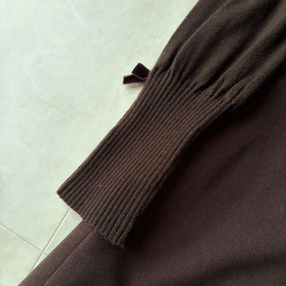 エムズグレイシー✨ローズプリント ニット ドッキング ワンピース 40 L