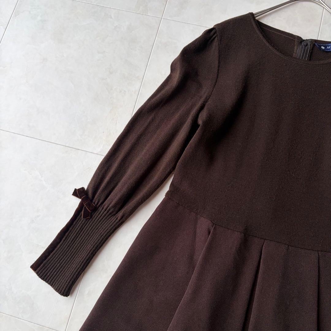 エムズグレイシー✨ローズプリント ニット ドッキング ワンピース 40 L