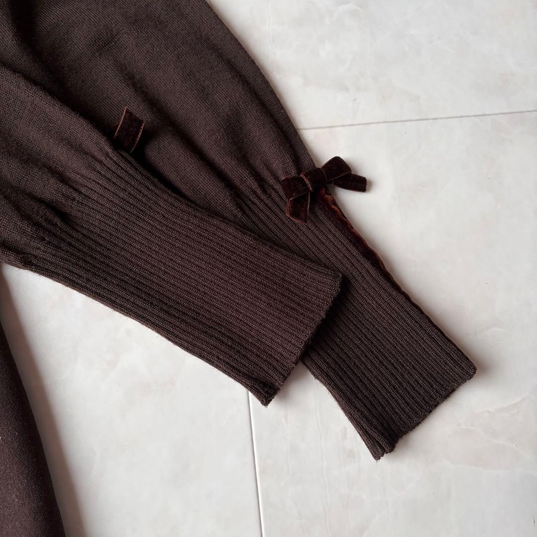 エムズグレイシー✨ローズプリント ニット ドッキング ワンピース 40 L