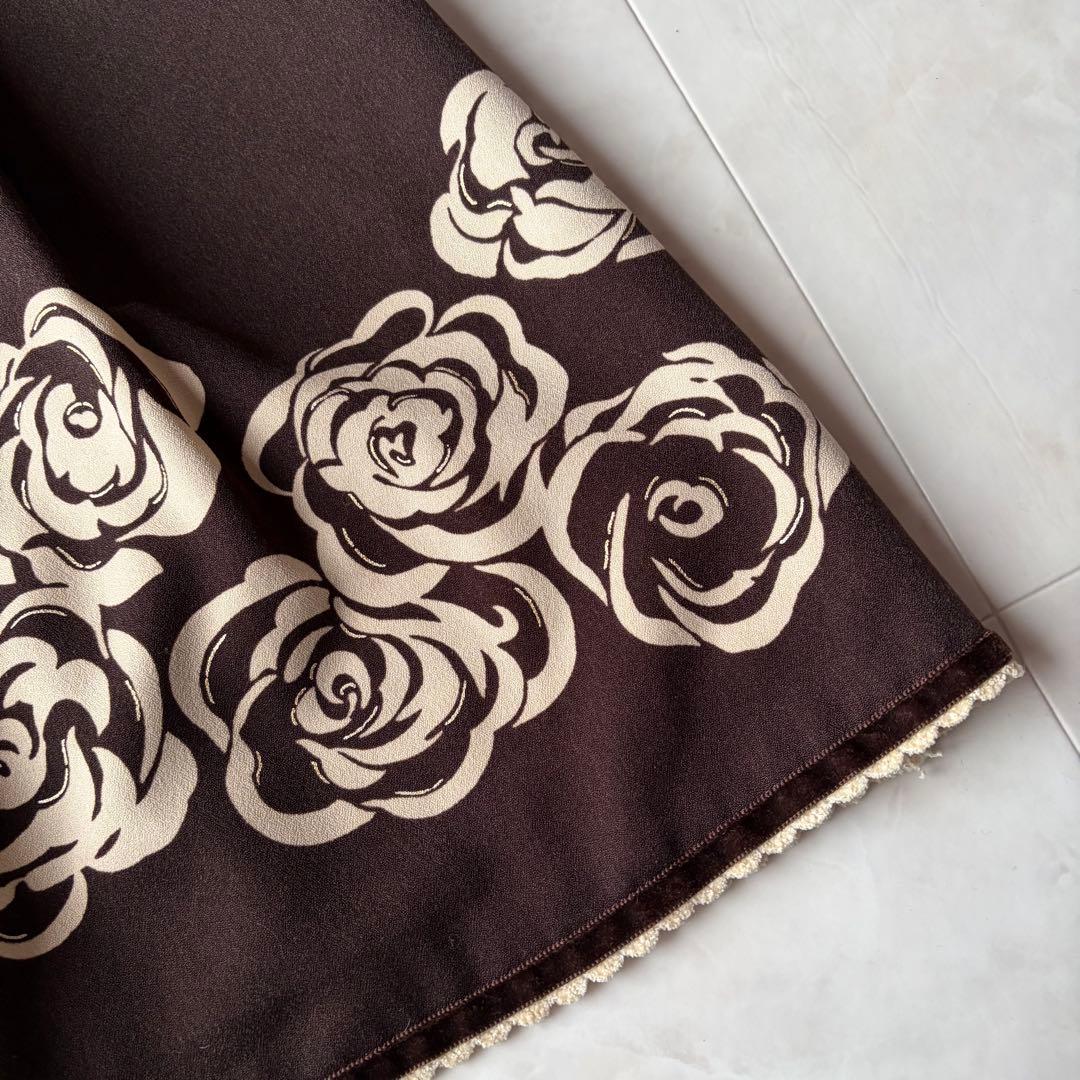 エムズグレイシー✨ローズプリント ニット ドッキング ワンピース 40 L