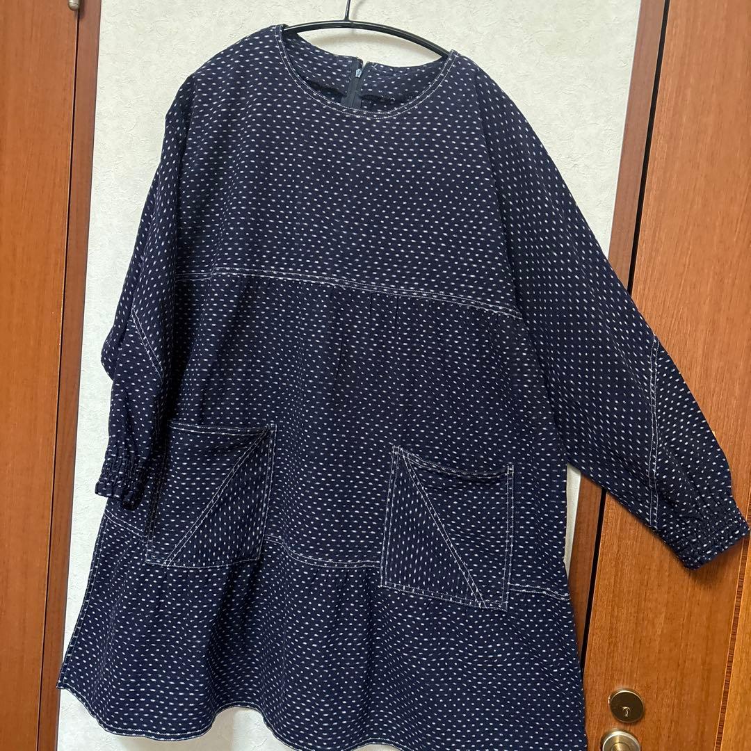 久留米絣　おおやぶ　ステッチ　切り替え　おしゃれな　チュニック