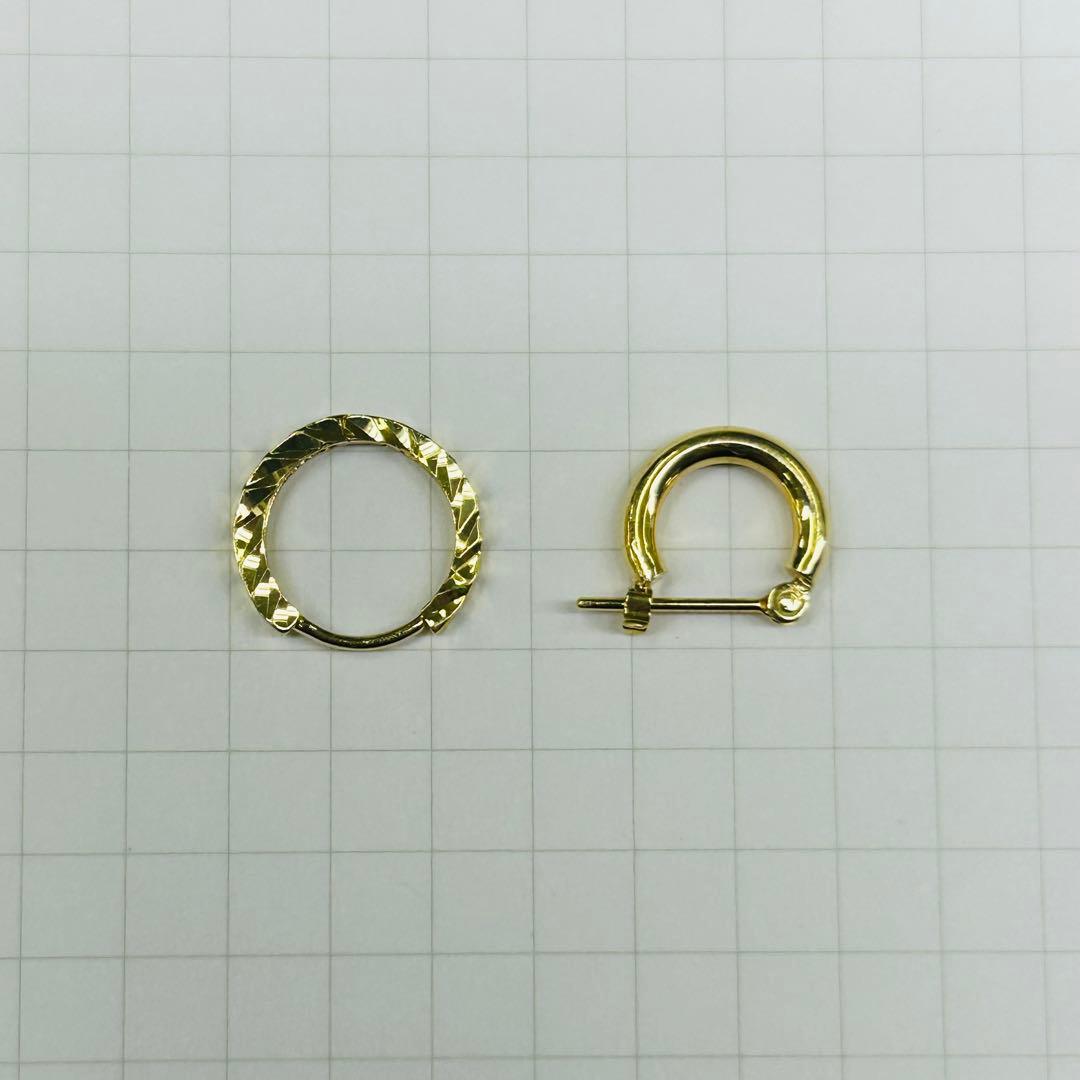 18金　デザインフープ　シンプルフープ　ピアス　片耳用　2個セット　小さめ