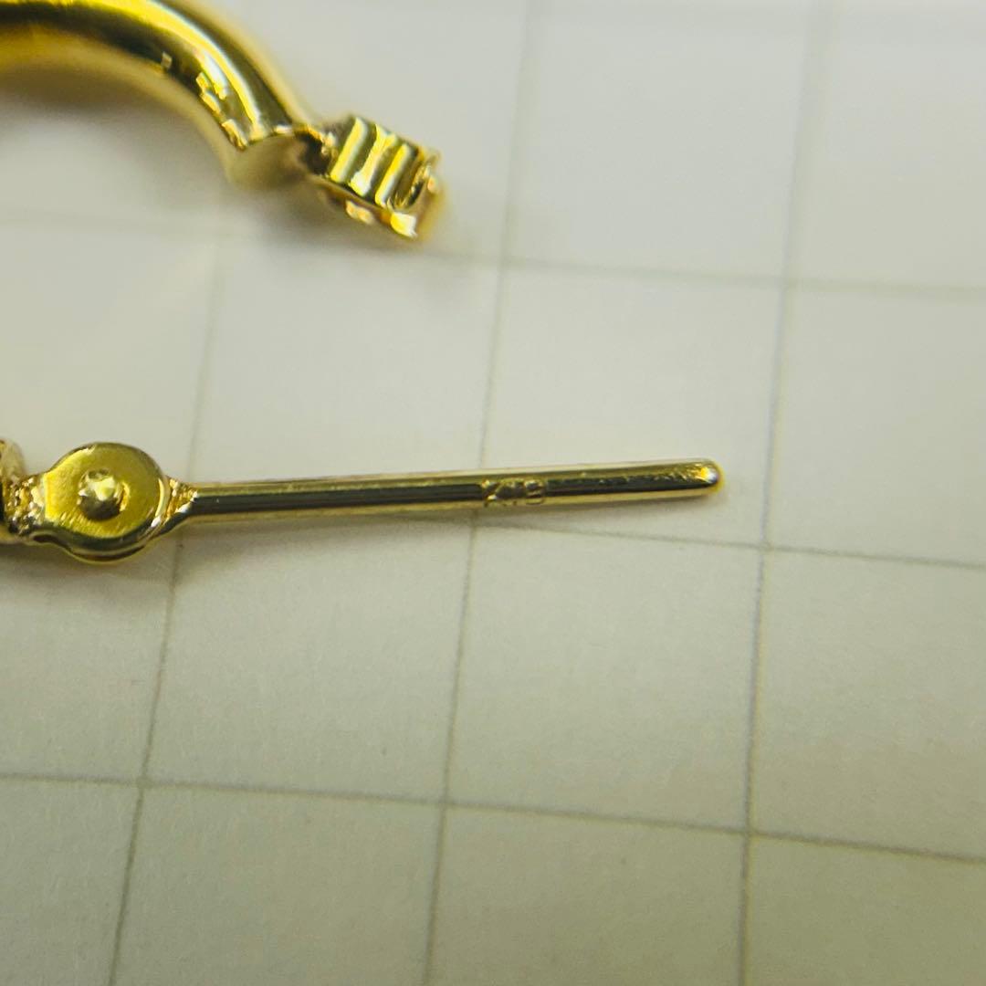 18金　デザインフープ　シンプルフープ　ピアス　片耳用　2個セット　小さめ