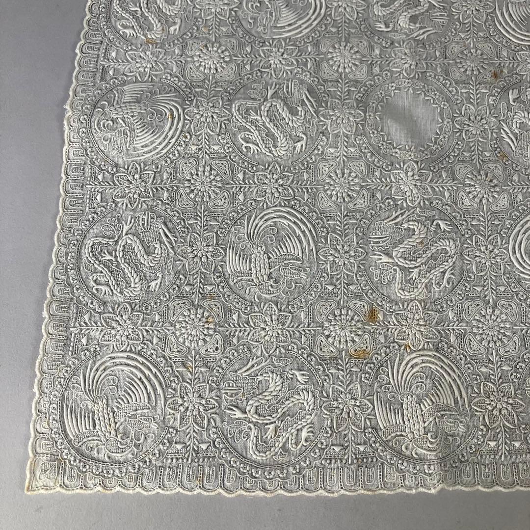 ◆ スワトウ刺繍？ ハンカチ ◆龍・鳳凰◆汕頭◆中国 アンティーク