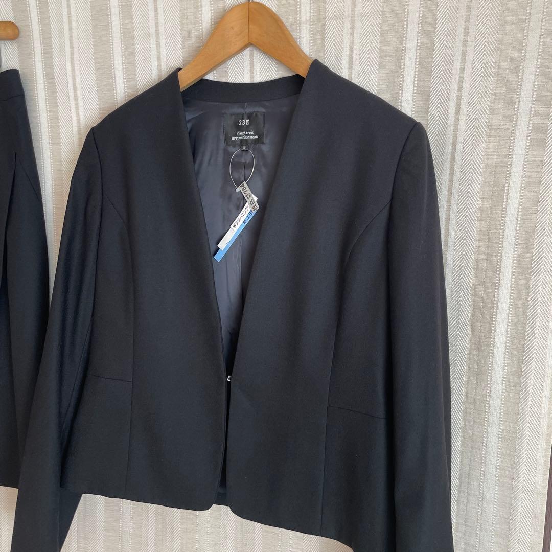 クリーニング済み！23区　Vネックノーカラージャケットスカートスーツ38