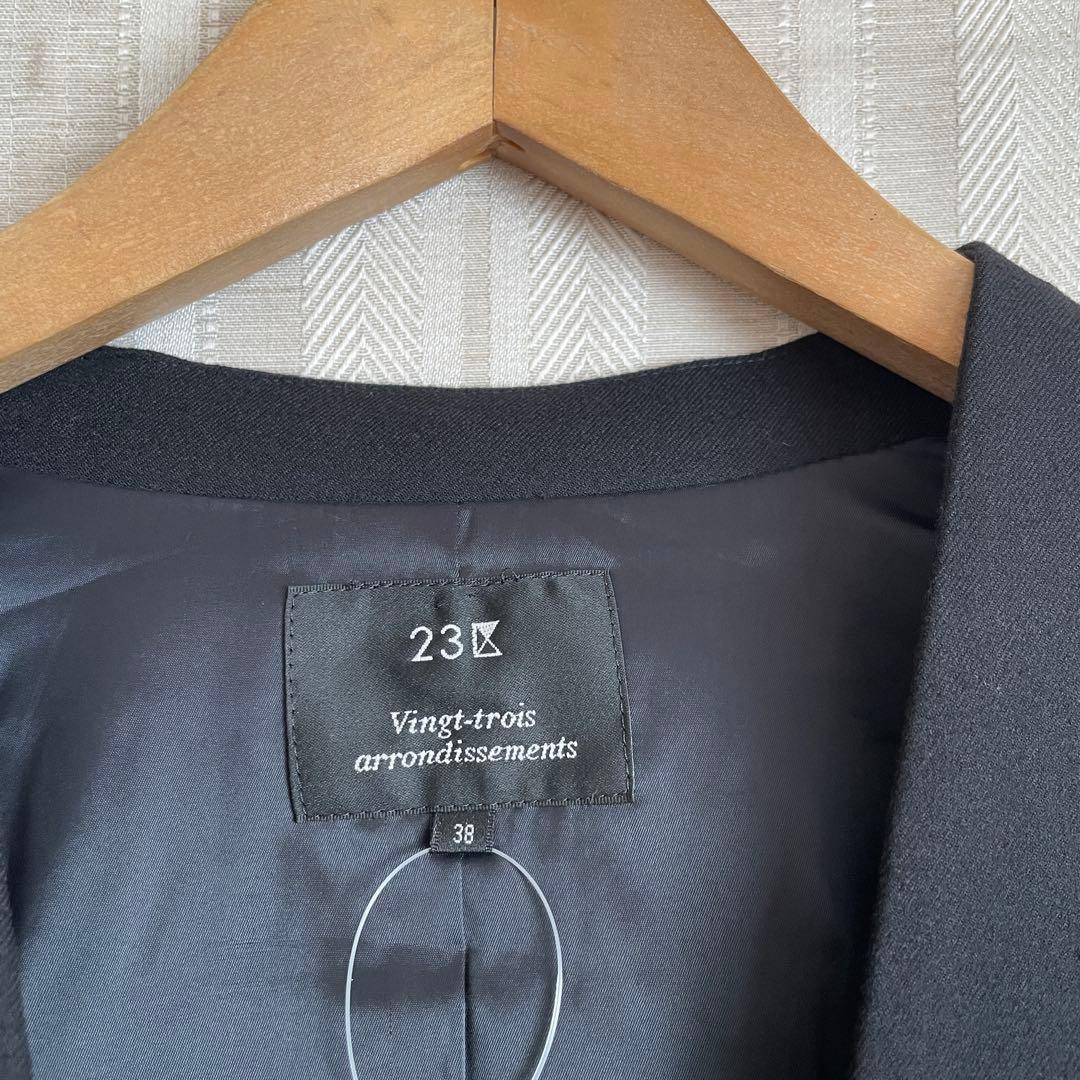 クリーニング済み！23区　Vネックノーカラージャケットスカートスーツ38