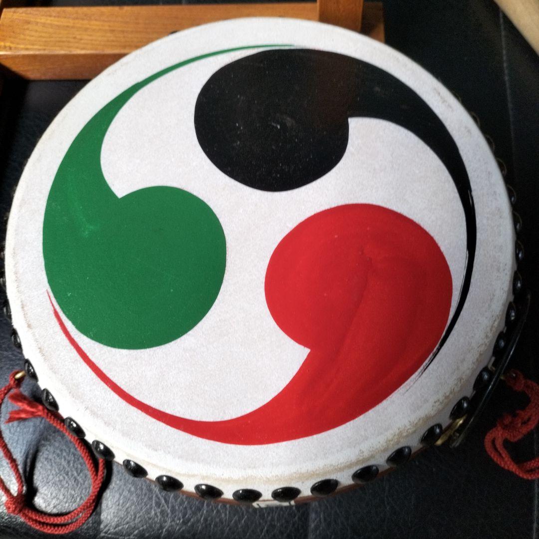 民謡　長唄　平胴太鼓　平太鼓（木製太鼓台　バチ付き）セット中古品