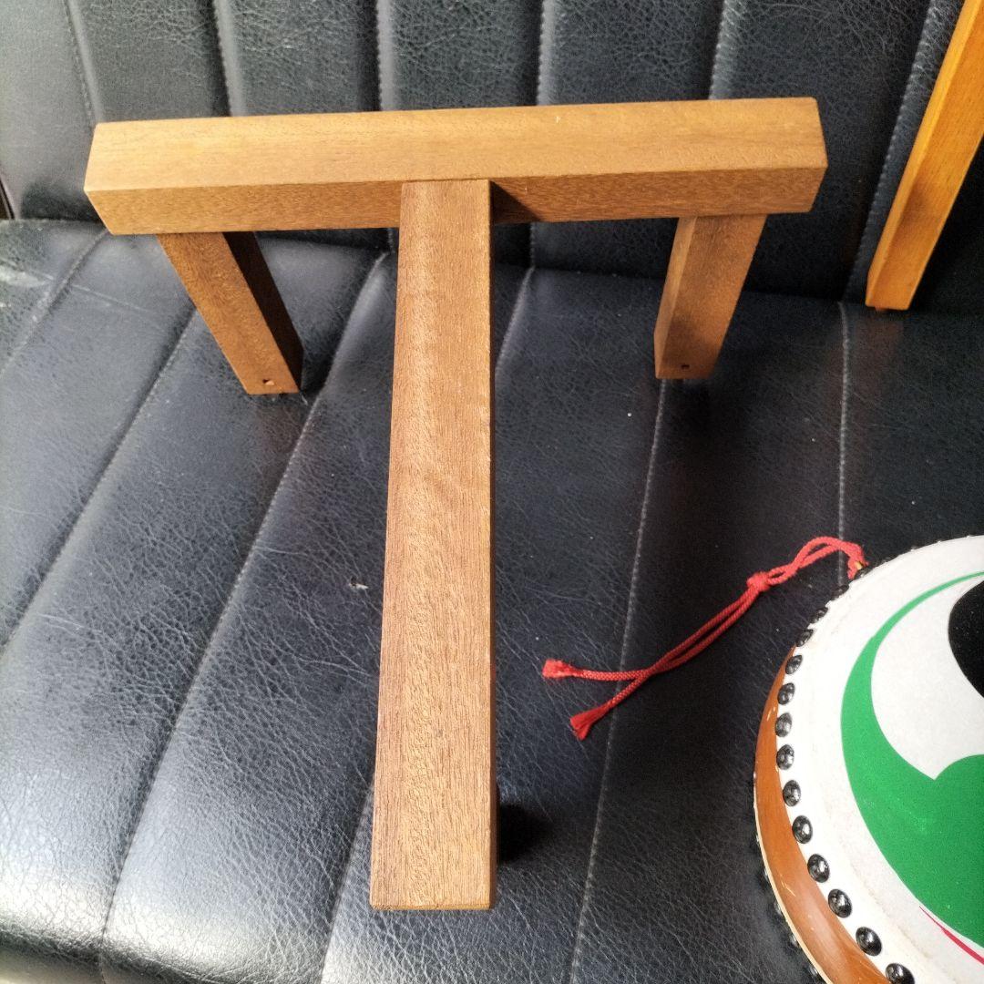 民謡　長唄　平胴太鼓　平太鼓（木製太鼓台　バチ付き）セット中古品