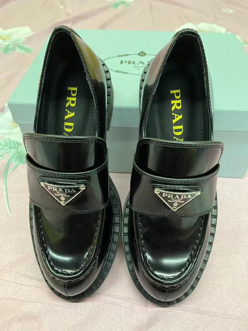 極美品 PRADA ブラック ローファー 厚底 37
