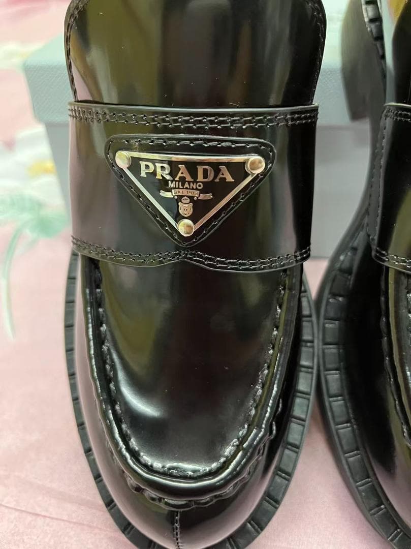 極美品 PRADA ブラック ローファー 厚底 37