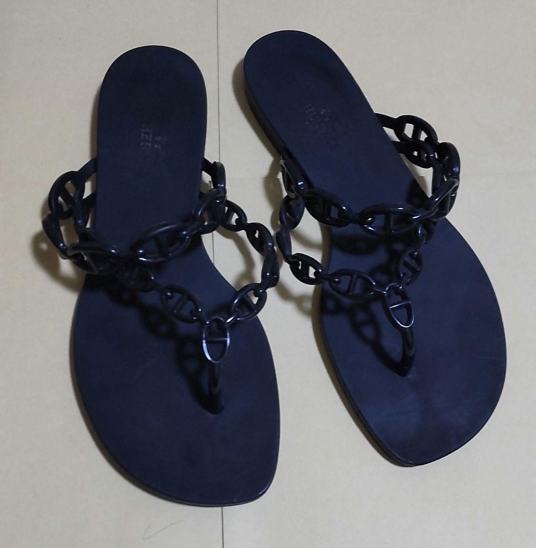 エルメス　サンダル　アイランド　ノワール　シェーヌダンクル