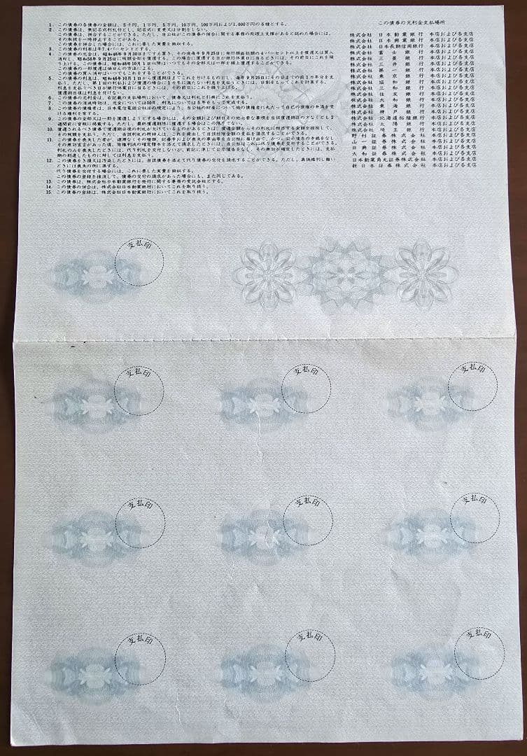 日本電信電話公社 電信電話債券 壱萬圓 　【昭和レトロ】