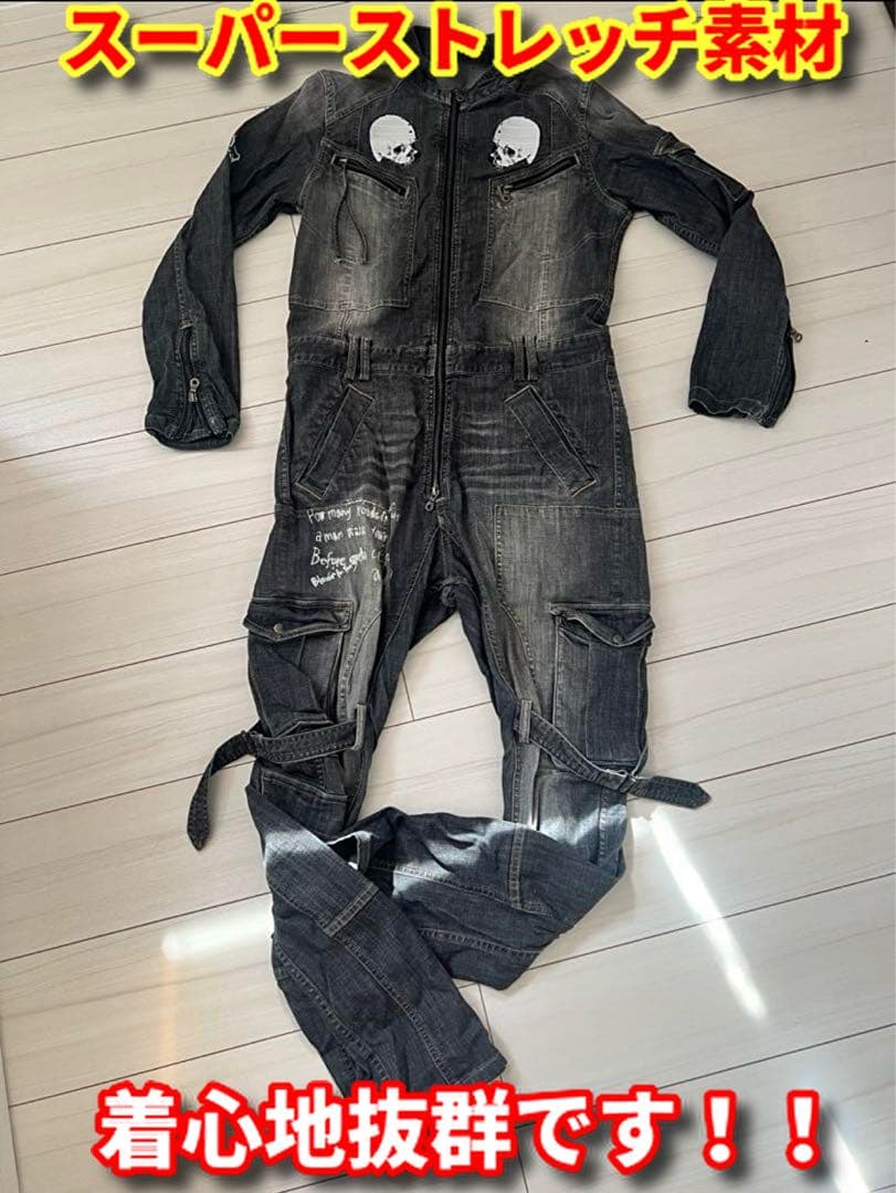 凍りのK 美品 PPFM 入手困難 スカル 刺繍 デニム つなぎ