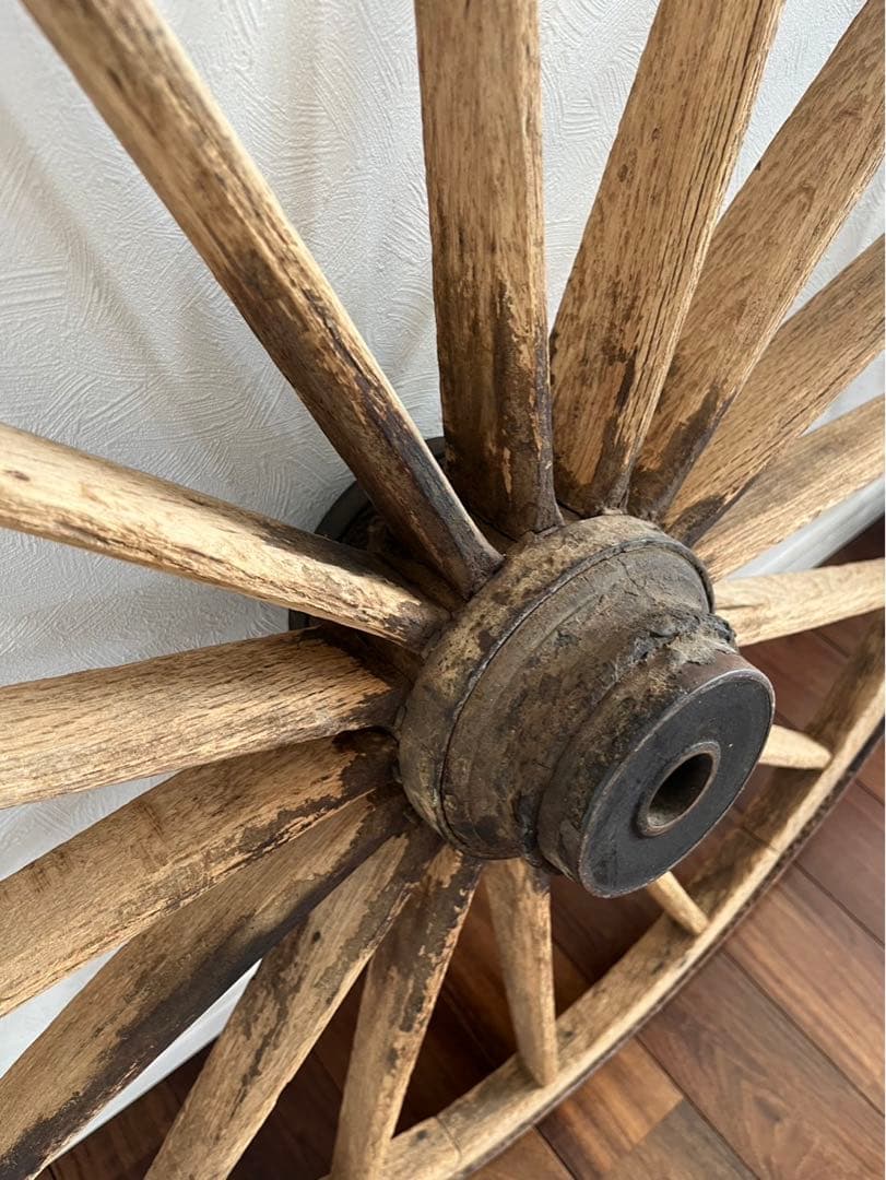 古道具 木製 車輪 約81cm 鉄輪 アンティーク 昭和レトロ