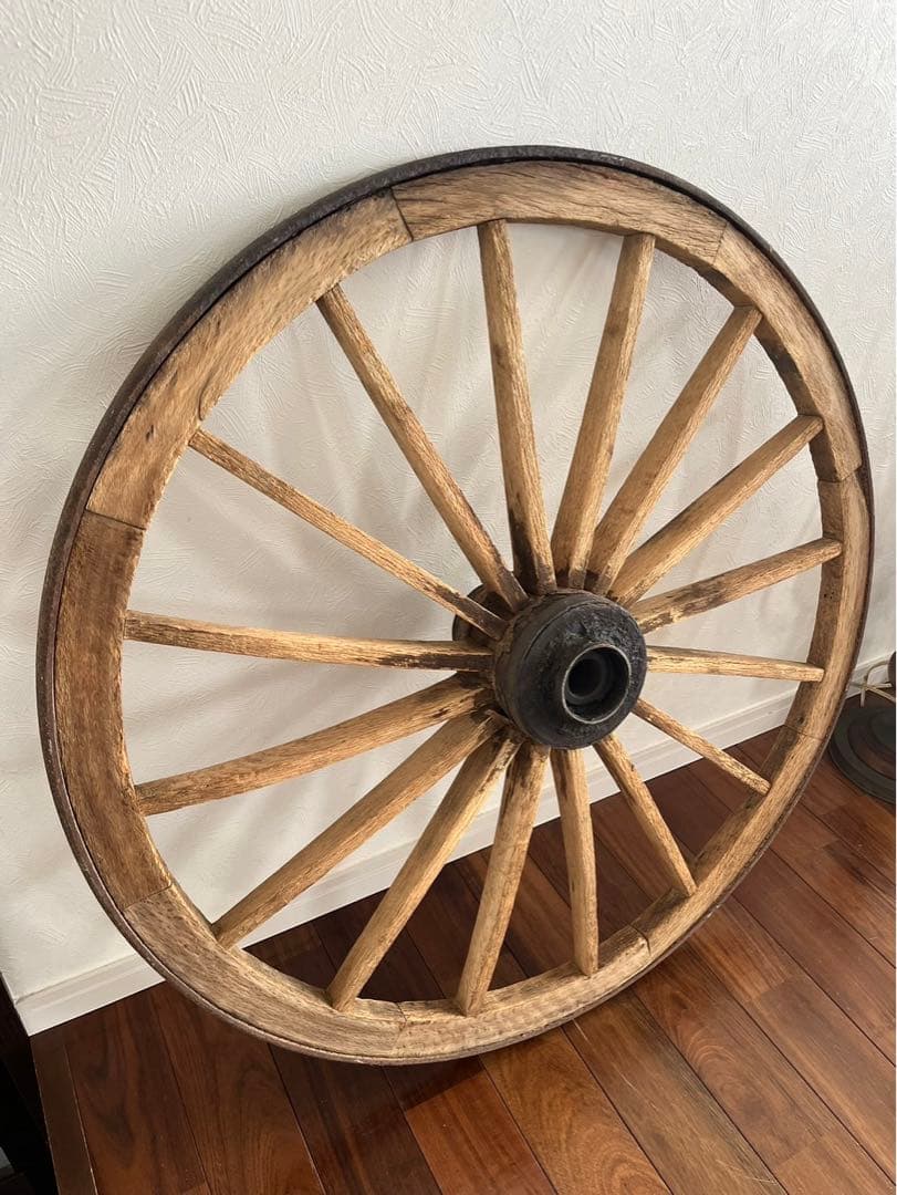 古道具 木製 車輪 約81cm 鉄輪 アンティーク 昭和レトロ