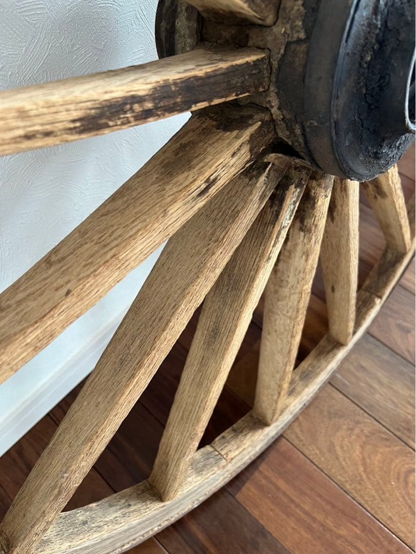 古道具 木製 車輪 約81cm 鉄輪 アンティーク 昭和レトロ