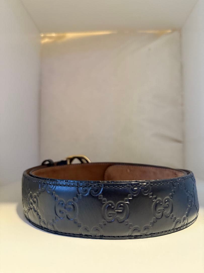 シ*ン様 GUCCI グッチ ベルト GGマーモント レザー ブラック ゴールド