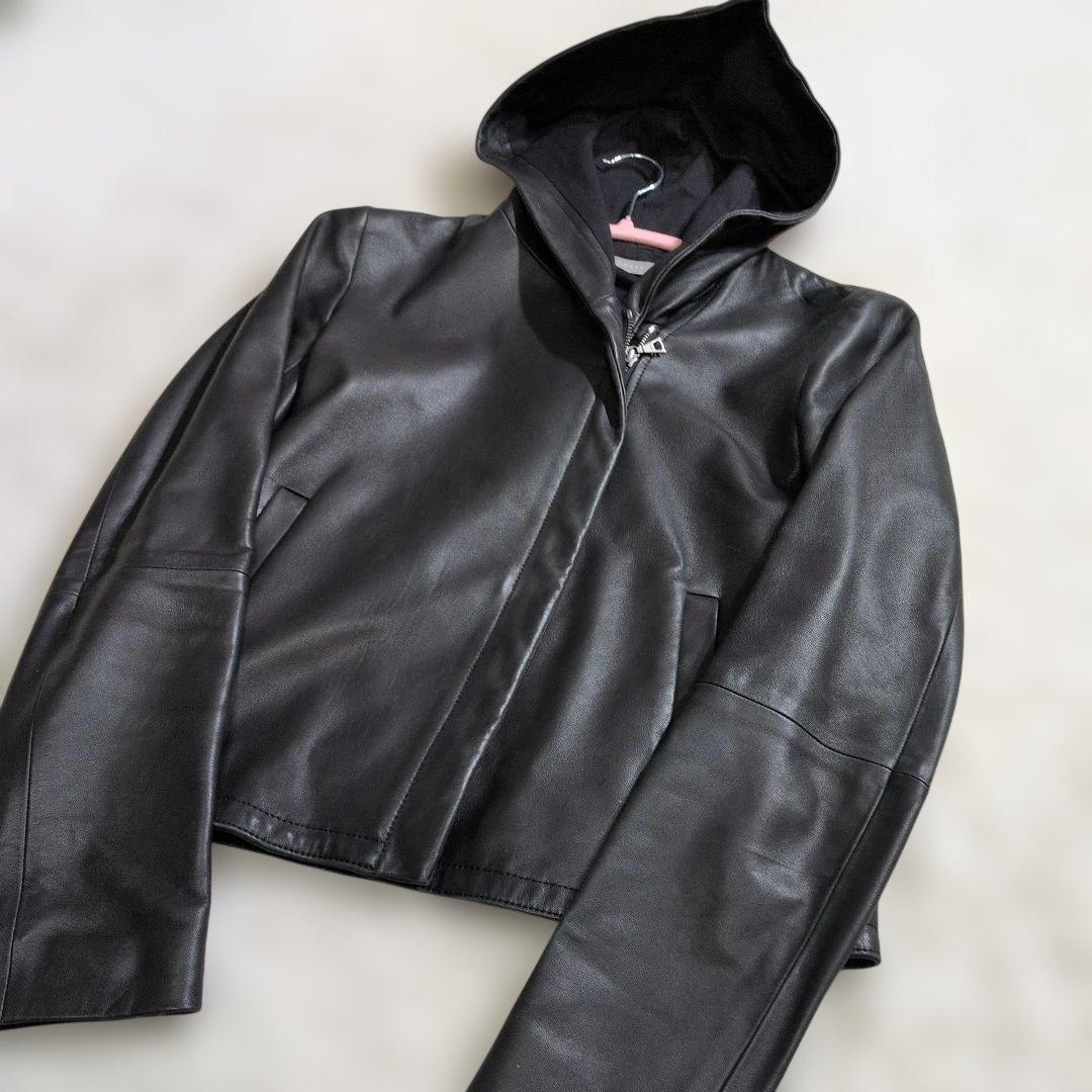 極美品　Theory Luxe セオリー ソフトレザージャケット38　黒