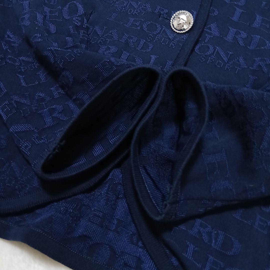 【極美品】LEONARD ストレッチテーラードジャケット シャドーロゴ総柄 銀釦