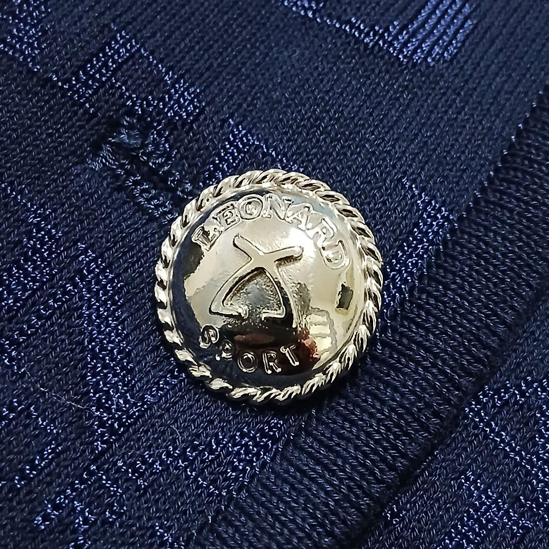 【極美品】LEONARD ストレッチテーラードジャケット シャドーロゴ総柄 銀釦