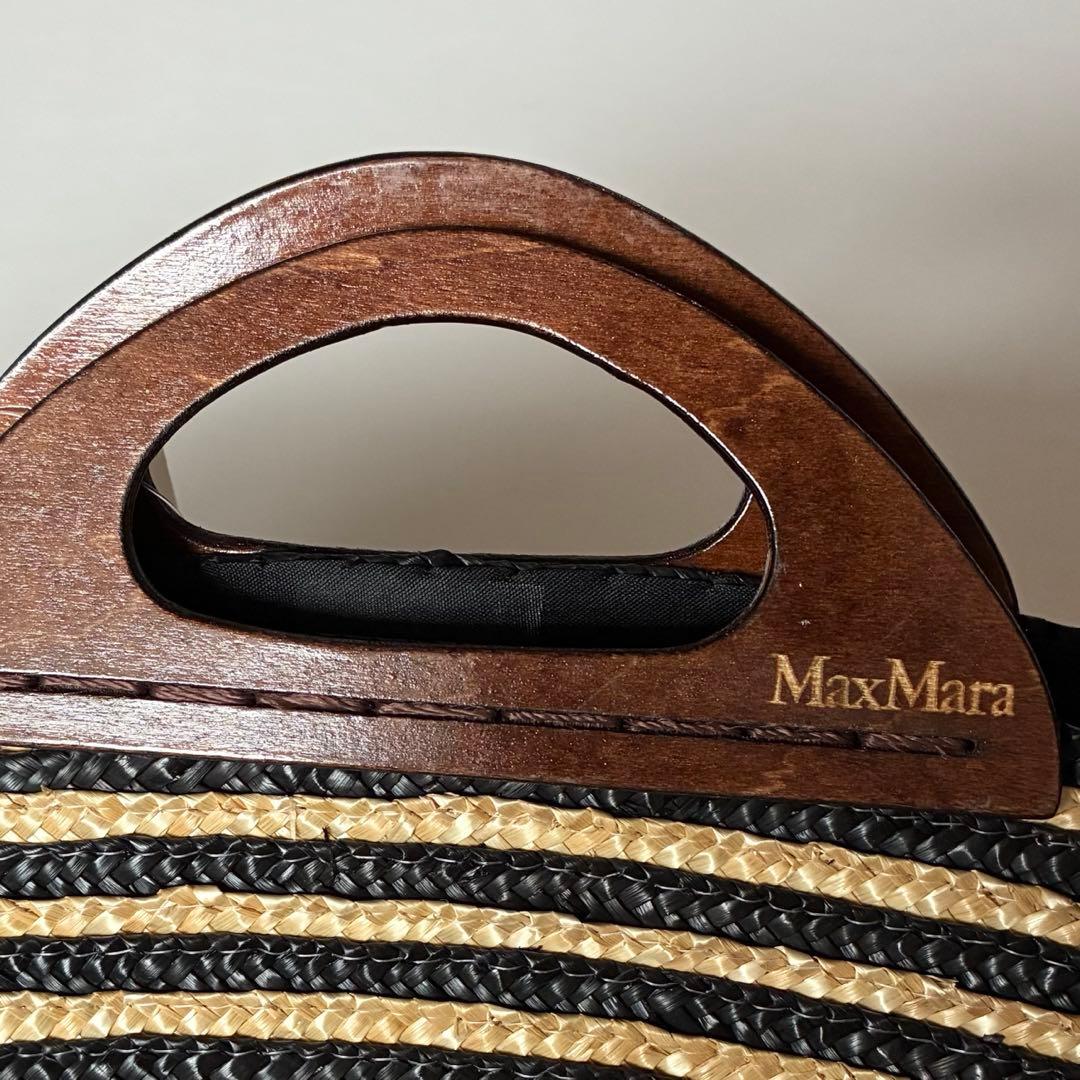 新品タグ付✨Max Mara　マックスマーラ　カゴバッグ　木製ハンドル　ロゴ刻印