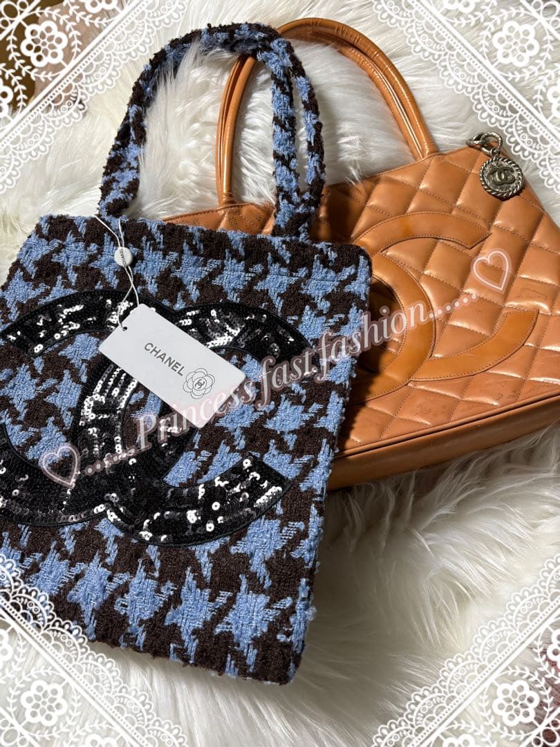 Y*様 シャネル CHANEL 千鳥 ブルー スパンコール トートバッグ