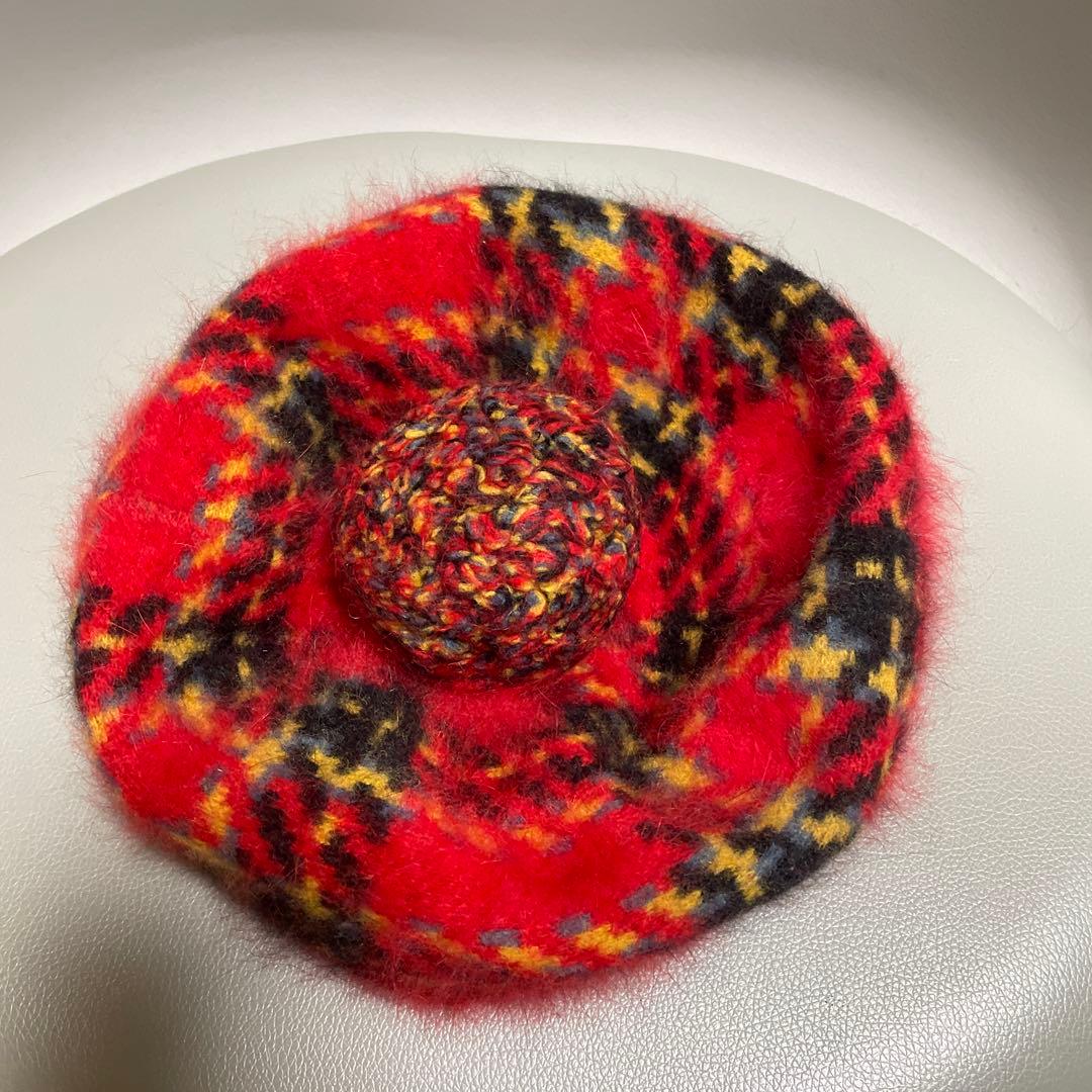 ヴィヴィアンウエストウッド 赤 チェック ベレー帽