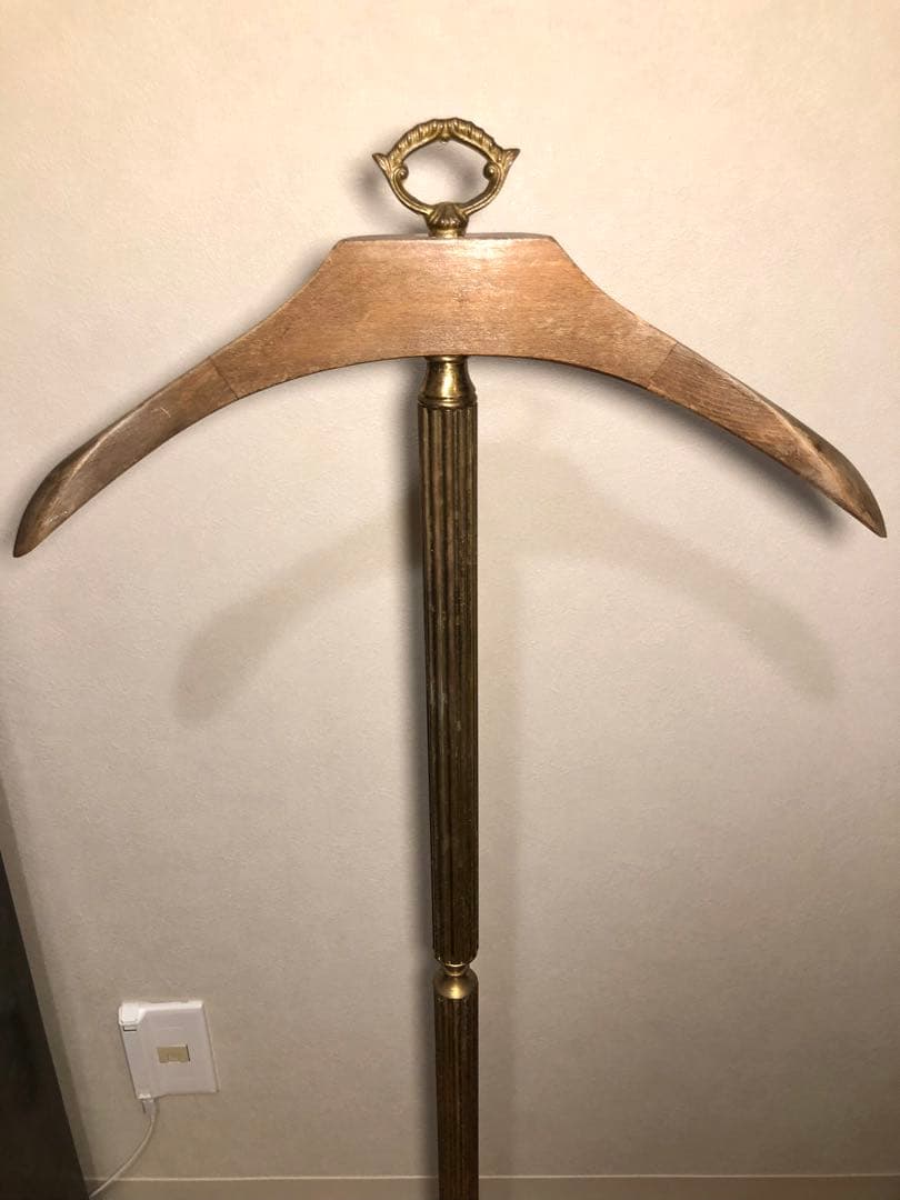 アンティーク 真鍮 コートスタンド ポールハンガー ヴィンテージ ブラス 木製