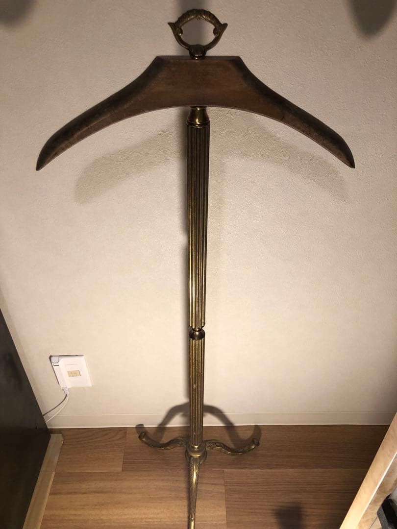 アンティーク 真鍮 コートスタンド ポールハンガー ヴィンテージ ブラス 木製