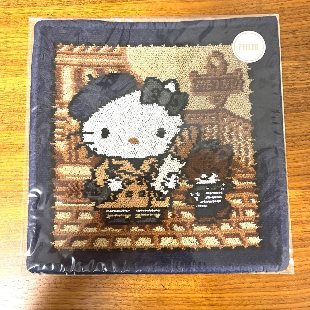 2枚セット　赤ふちと青ふち　フェイラー　ハローキティ　イエナ　コラボハンカチ