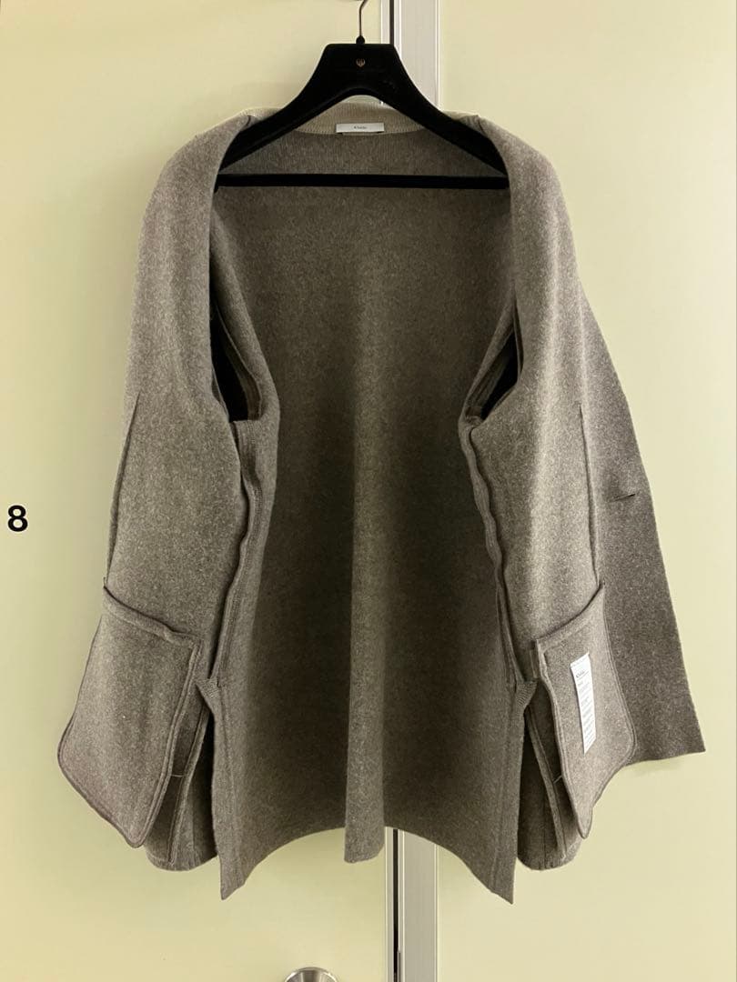 【Kheiki】 BROWN \"Collarless Knit Jacket\"