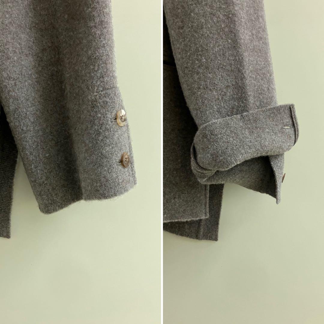 【Kheiki】 BROWN \"Collarless Knit Jacket\"