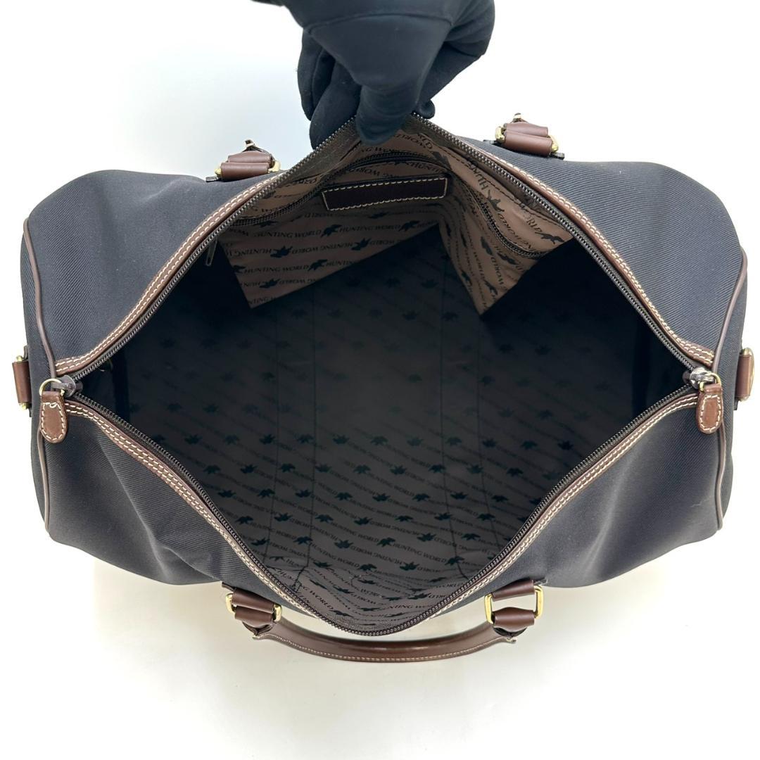 HUNTING WORLD 旅行用バッグ ボストンバッグ キャンバス レザー 黒