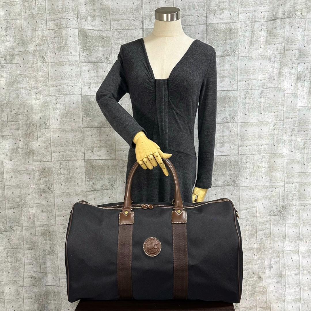 HUNTING WORLD 旅行用バッグ ボストンバッグ キャンバス レザー 黒