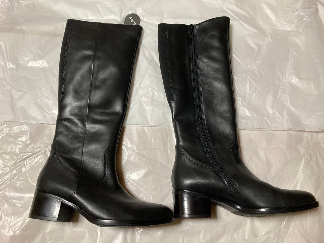 大特価❗️【新品】Gabor　ガボール　上質　レザーブーツ　黒ロングブーツ　靴