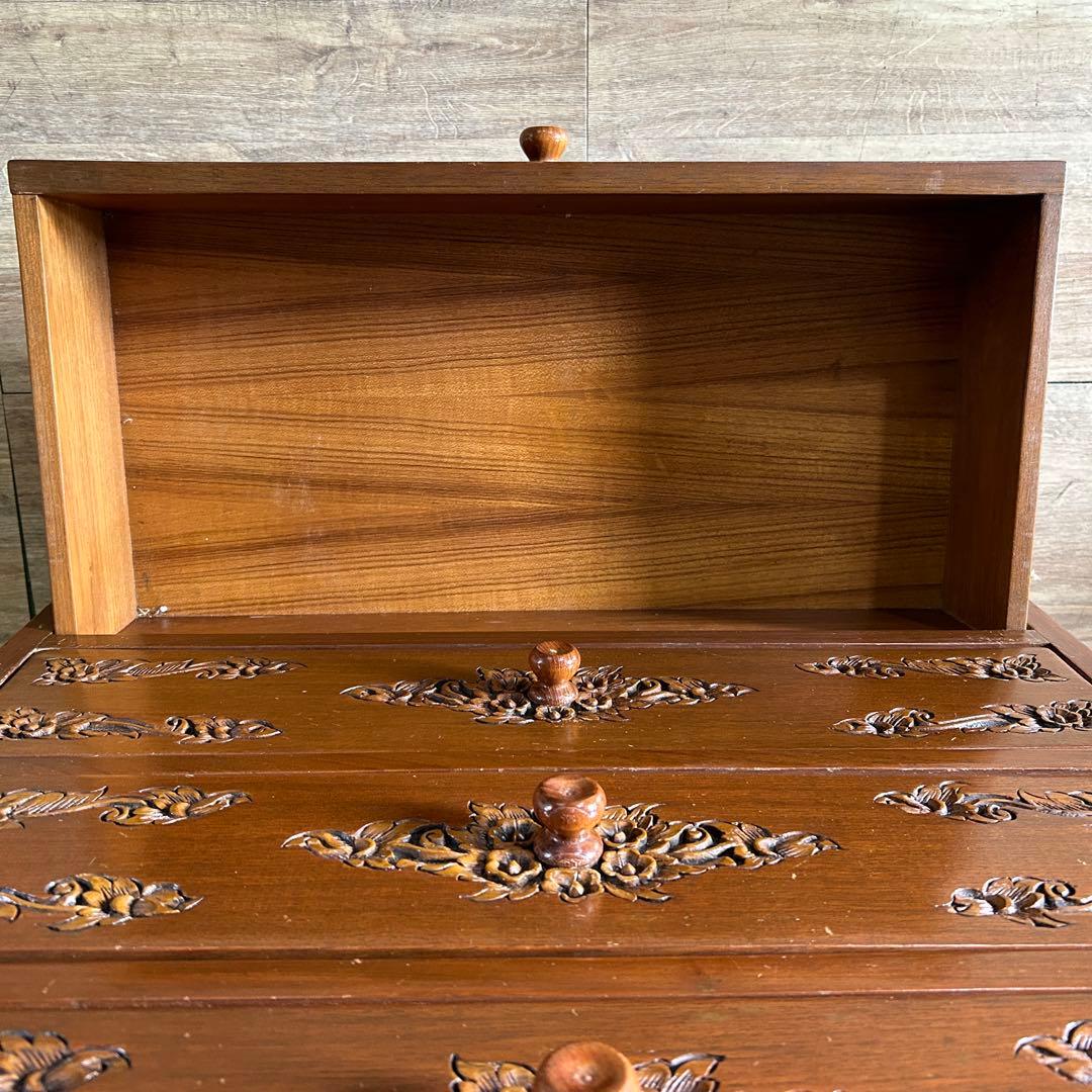 ꧁木彫り・彫刻家具꧂チェスト たんす タンス 箪笥 収納 洋服 衣服 衣類