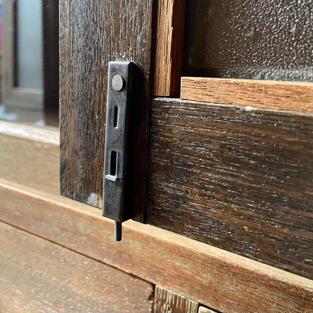 アンティーク家具　本棚　模様ガラス銀河　当時物　鍵付き