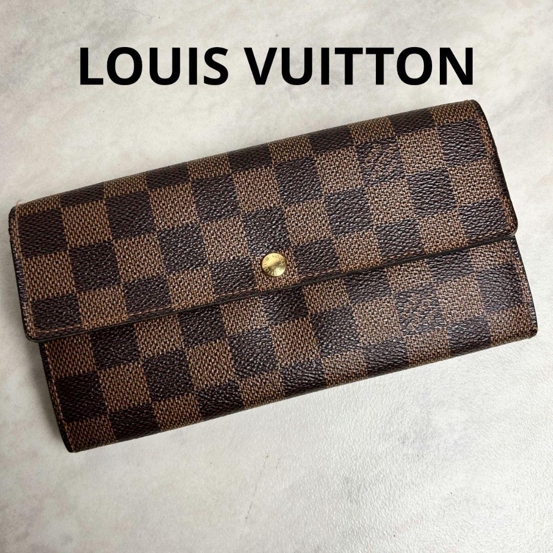 【美品】ルイ ヴィトン ダミエ ポルトフォイユ サラ イニシャルあり長財布