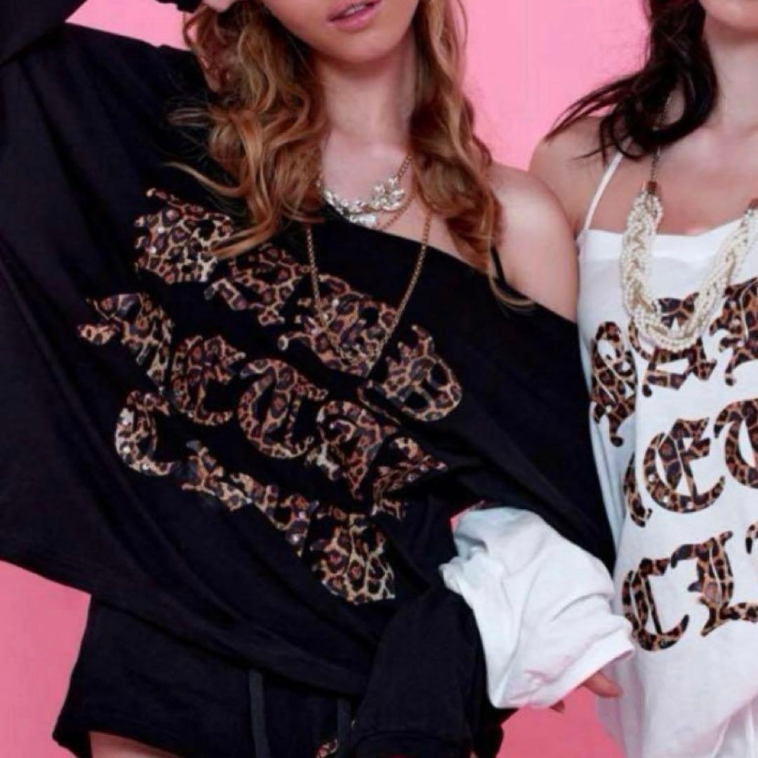 babylclub Leopard logo string tee 黒