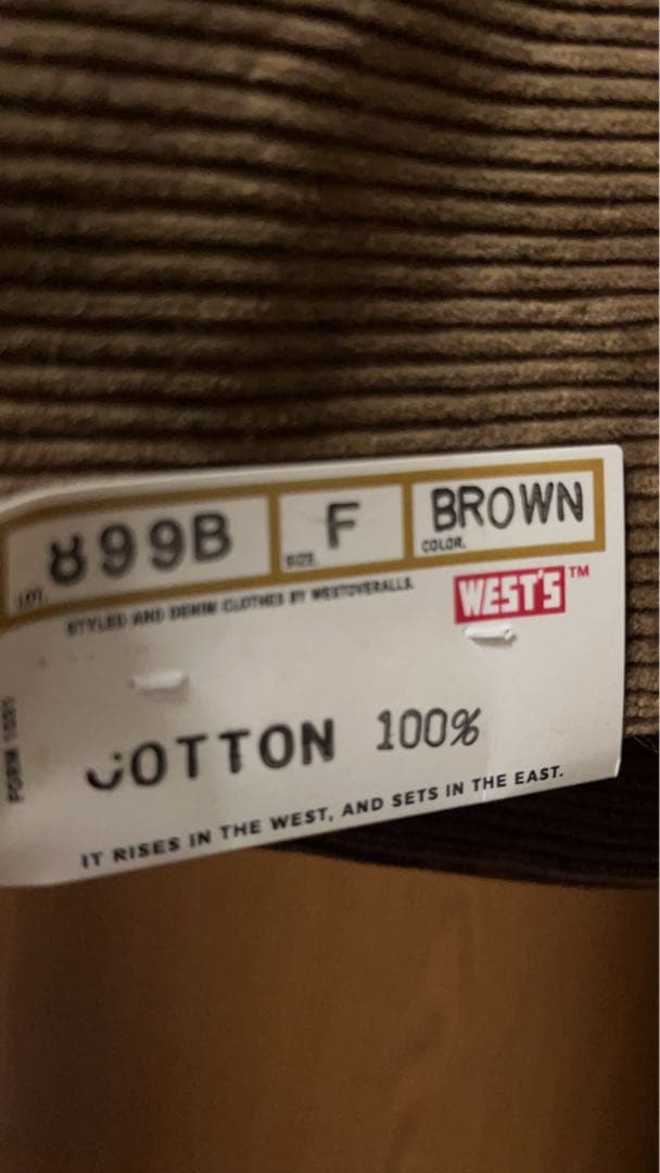 新品未使用タグ付 westoveralls ウエストオーバーオールズ