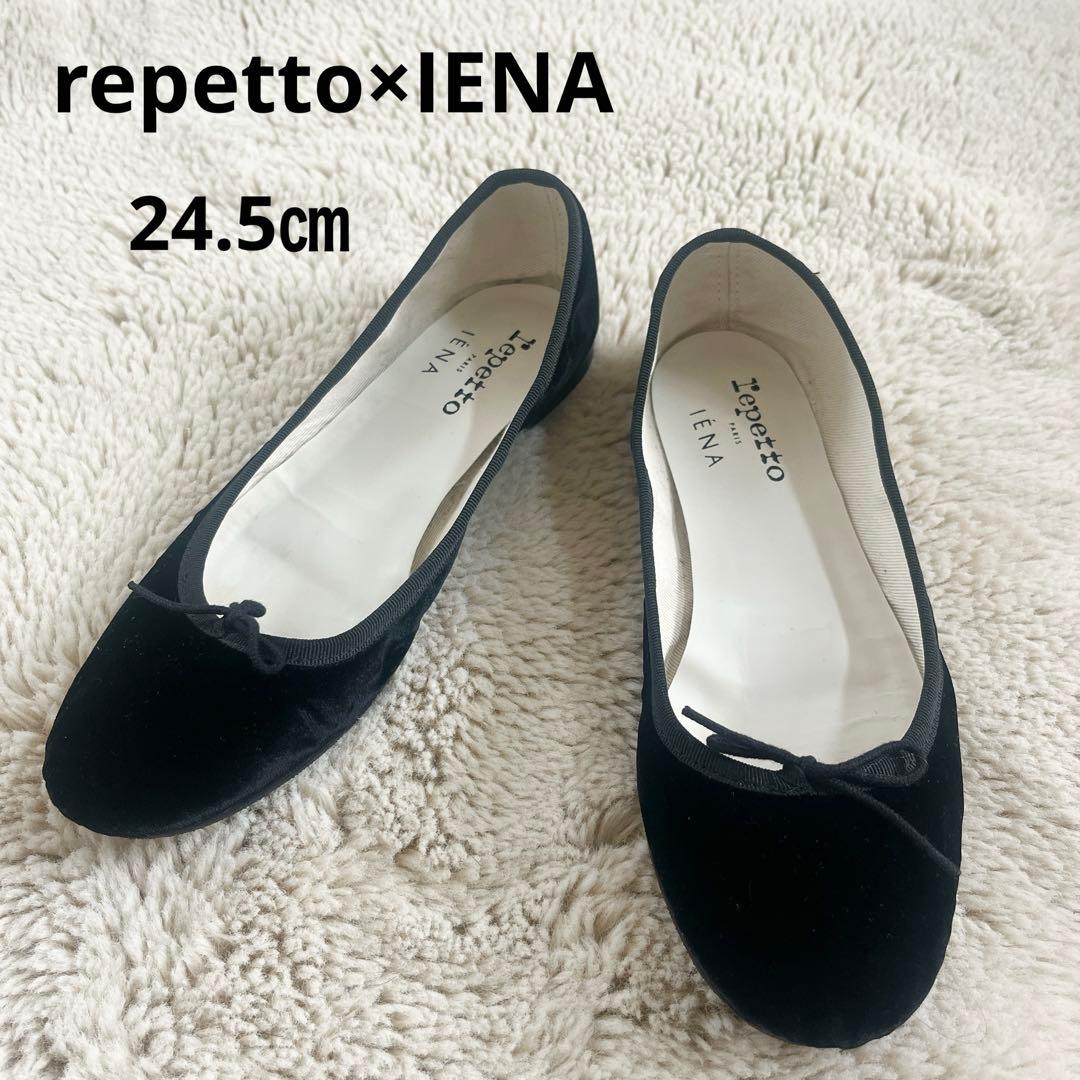 reppetto IENA ベロア バレエシューズ ブラック
