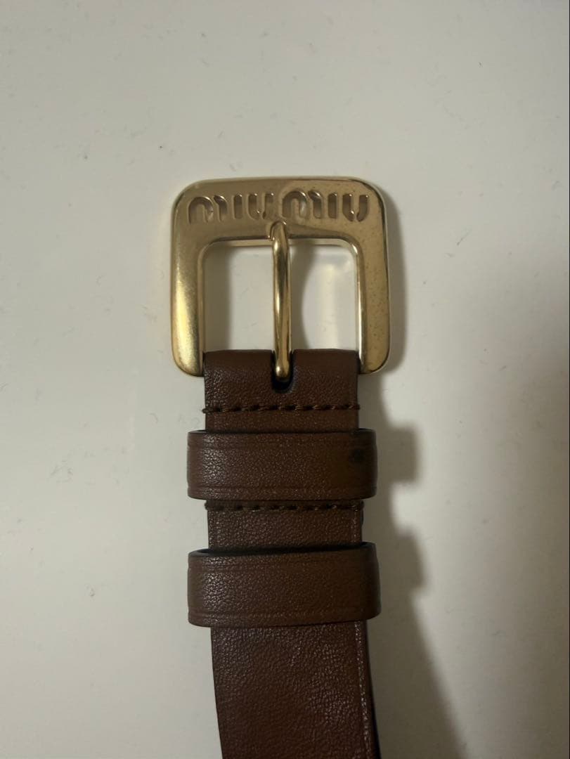 miu miu ミュウミュウ ナッパレザー ベルト ブラウン