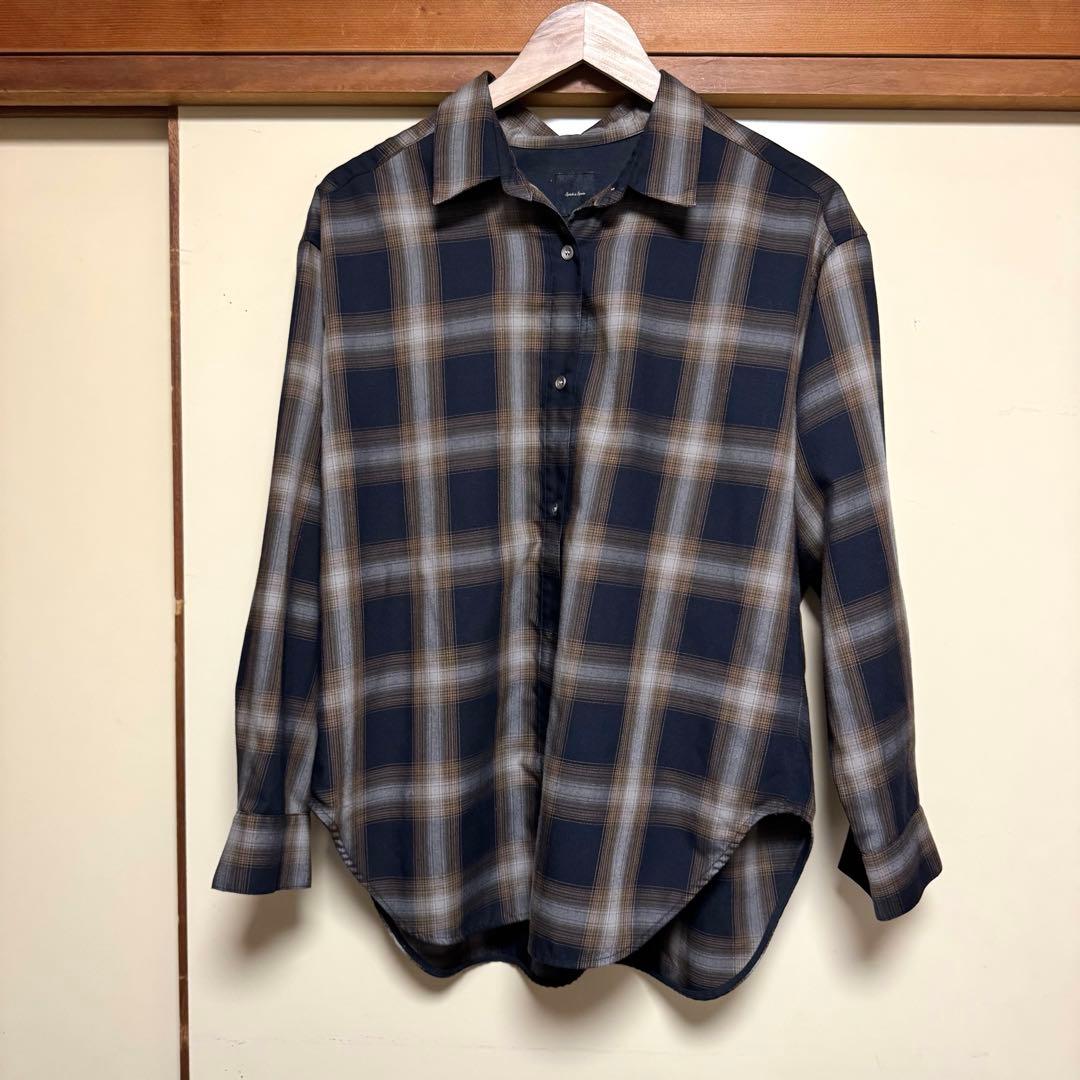 spick and span TRツイルチェックシャツ　ブラック