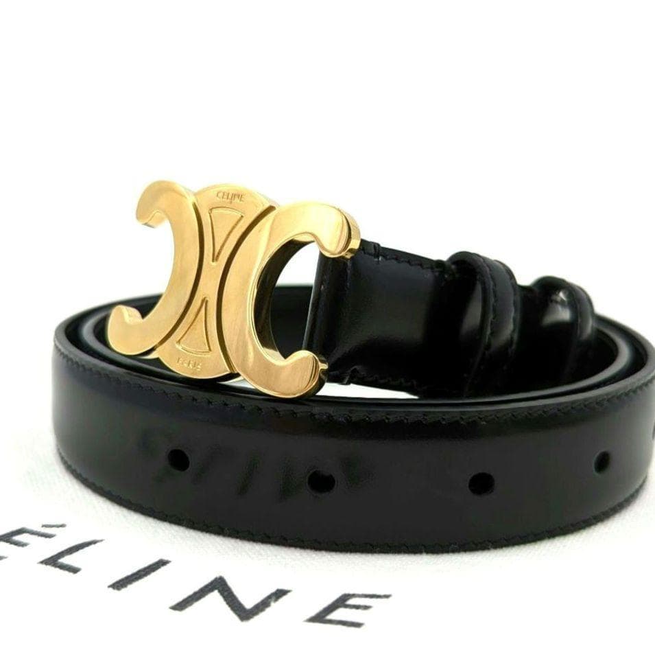 【極美品】CELINE トリオンフ ベルト 80 レザー ブラック 本革