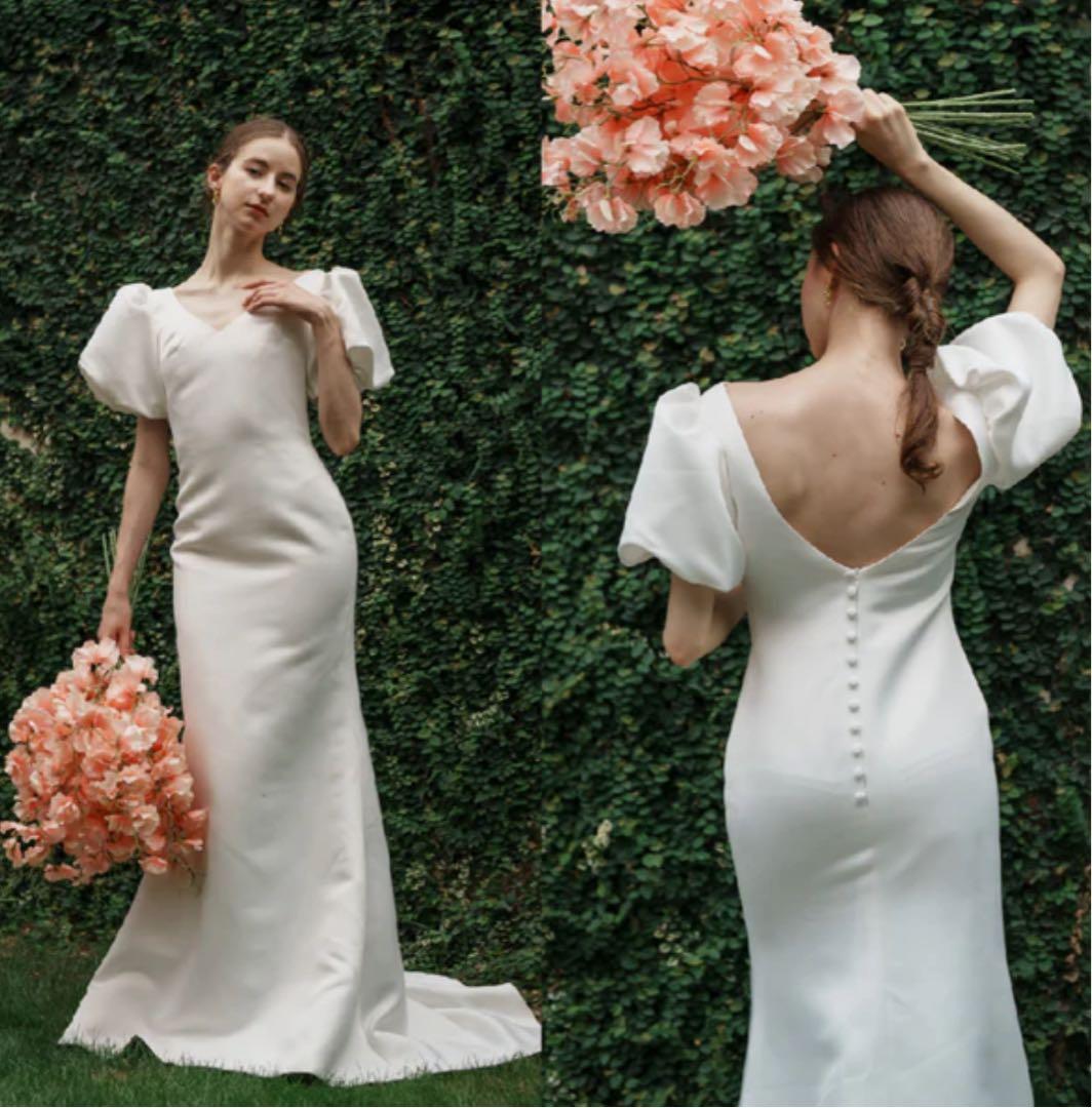 DRESS PRODUCTION パフスリーブバックVマーメイドドレス W253