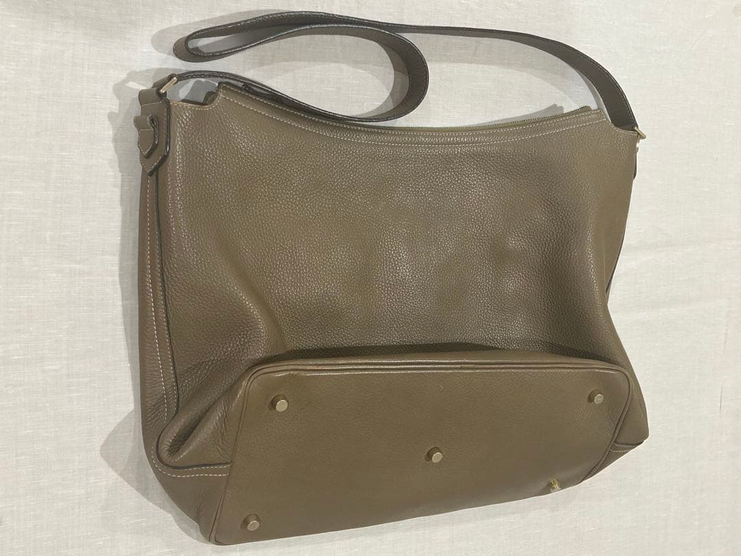 シセイ　メンズレザー トートバッグ　ベージュ