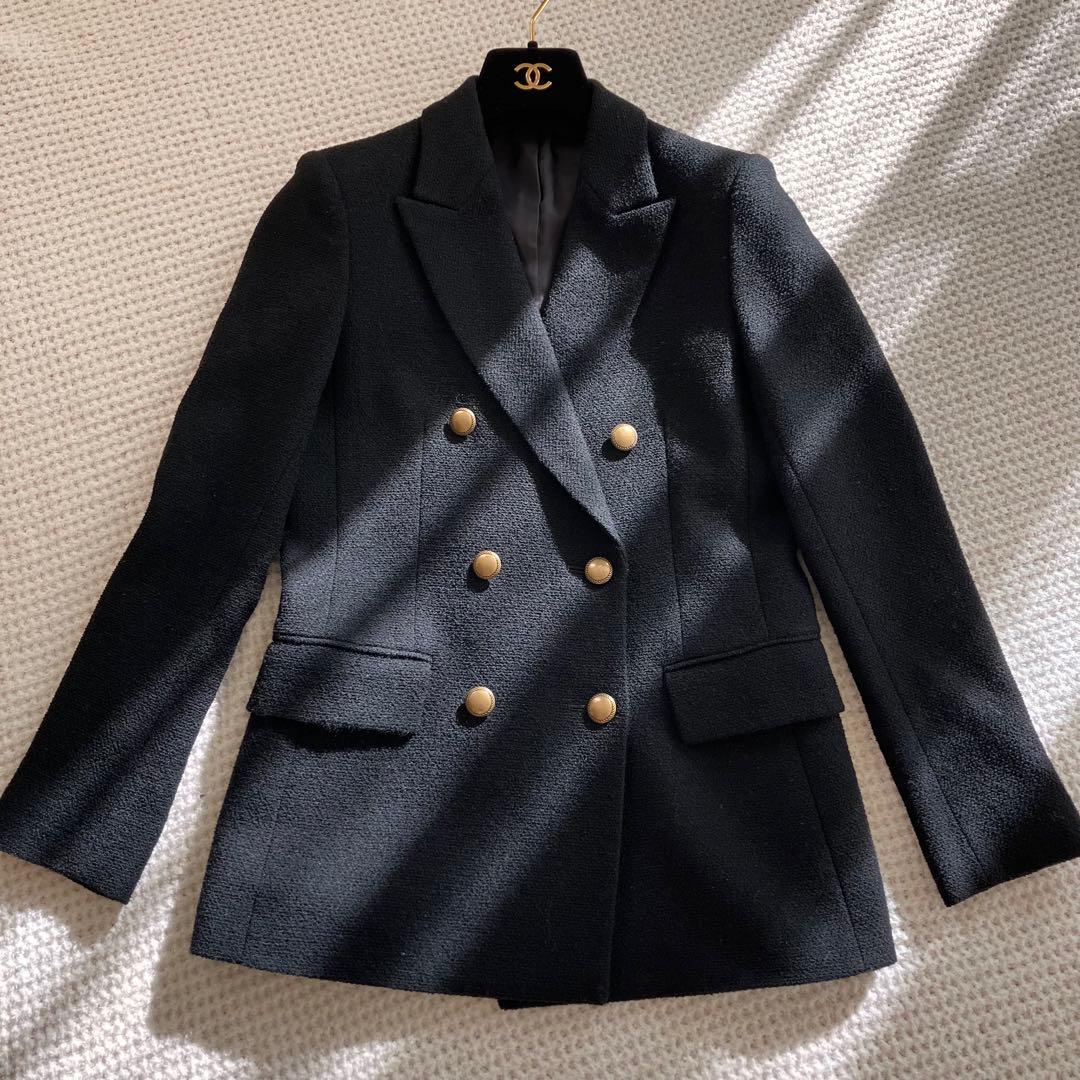 （美品）アナイ　ANAYI ダブルテーラードジャケット　金ボタン ブラック　S