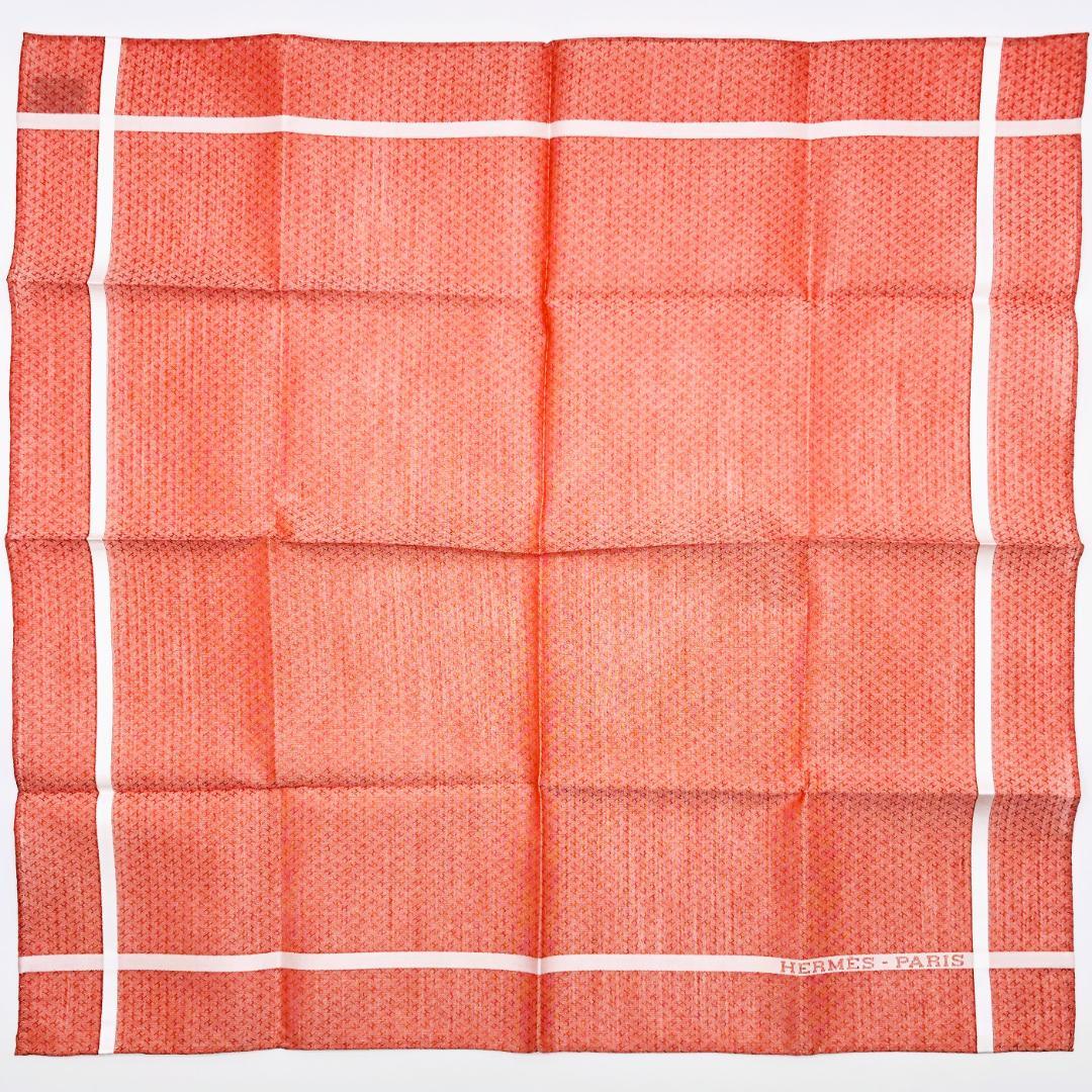未使用 HERMES エルメス ハンカチ H柄 オレンジ系 45x45cm