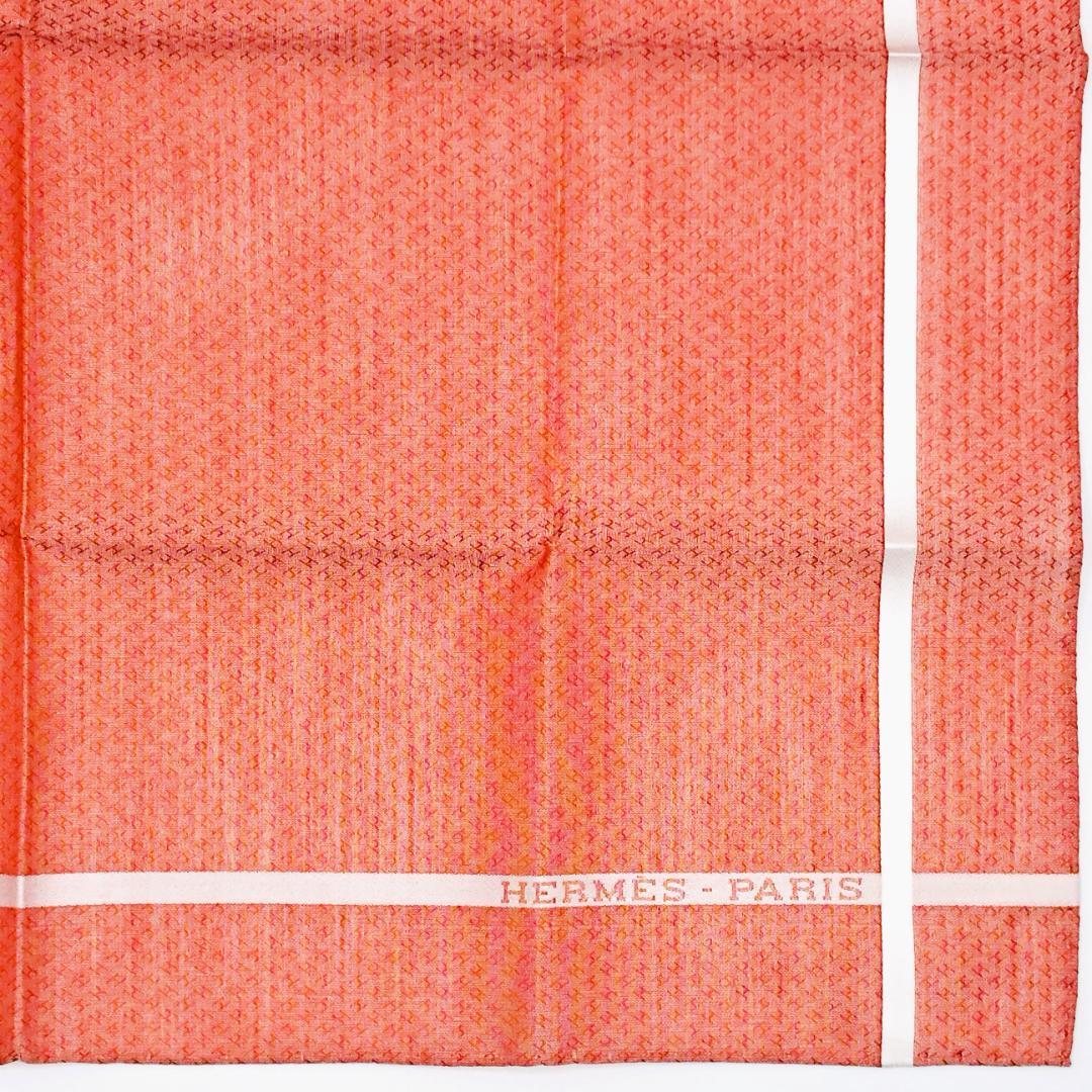 未使用 HERMES エルメス ハンカチ H柄 オレンジ系 45x45cm